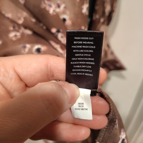 Simply Vera Wang NWT Brown Floral Chiffon Popover Top Sz L Career Casual Party - Picture 7 of 8